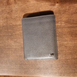 Mens Trifold Braun Buffel Wallet Pebbled Leather Smokey Grey Calfskin